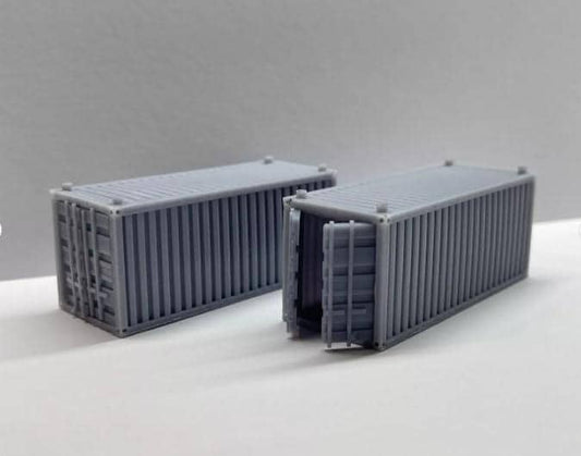 HO Gauge 2PCS 20FT Shipping Containers 20 Feet 1/87 Scale Unpainted Gray