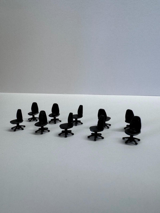 10 Office Chairs SET HO Gauge 1/87