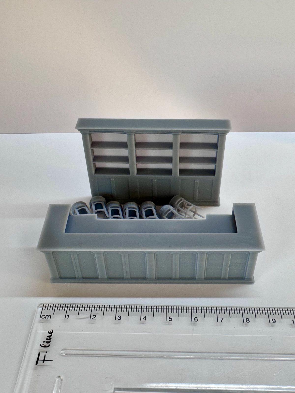 Vintage Bar For Pubs Restaurants Cafes , O Scale 1:48 Grey Unpainted