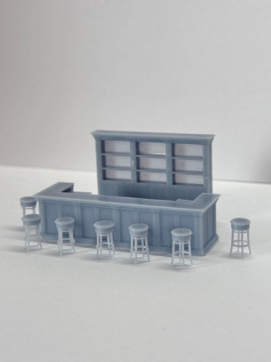 Vintage Bar For Pubs Restaurants Cafes , HO Scale 1:87 Grey Unpainted