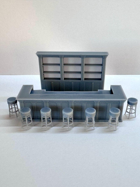 Vintage Bar For Pubs Restaurants Cafes , O Scale 1:48 Grey Unpainted