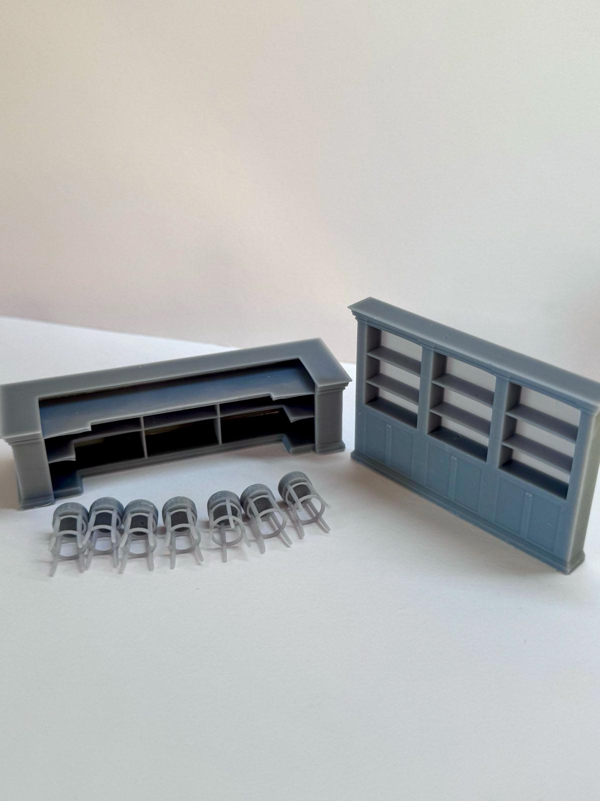 Vintage Bar For Pubs Restaurants Cafes , O Scale 1:48 Grey Unpainted