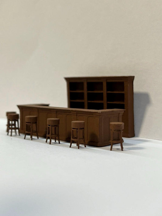 Vintage Bar For Pubs Restaurants Cafes , HO Scale 1:87, Brown Painted