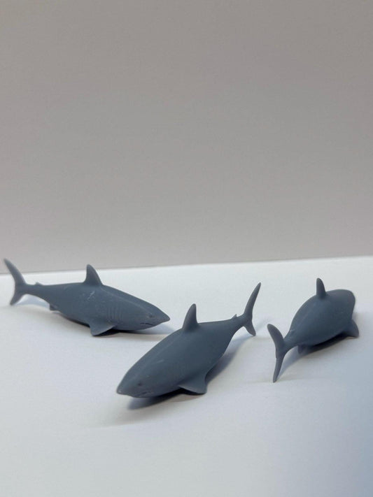 3 PCS SET Great White Shark HO Gauge 1/87 Gray Unpainted