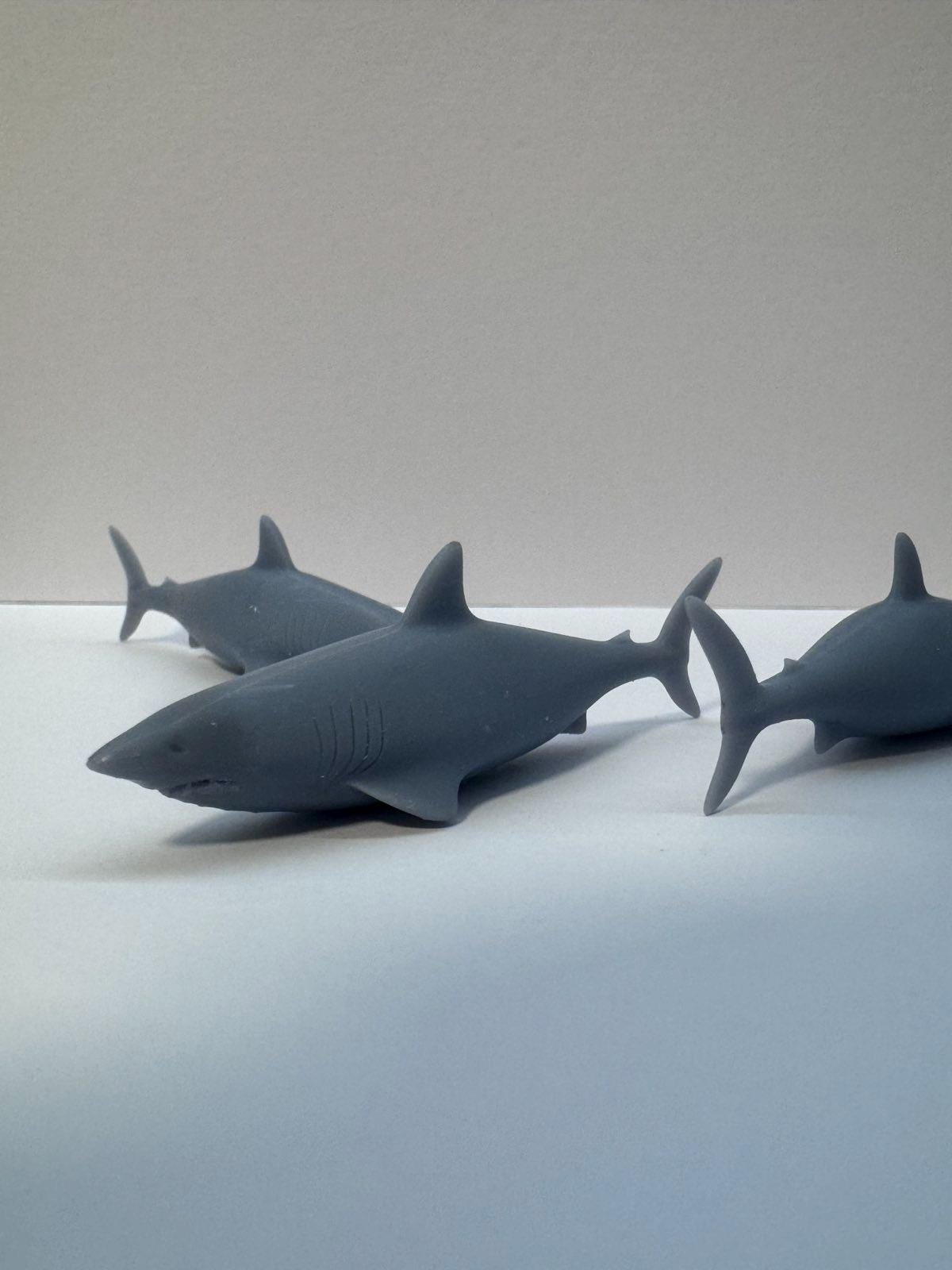 3 PCS SET Great White Shark HO Gauge 1/87 Gray Unpainted