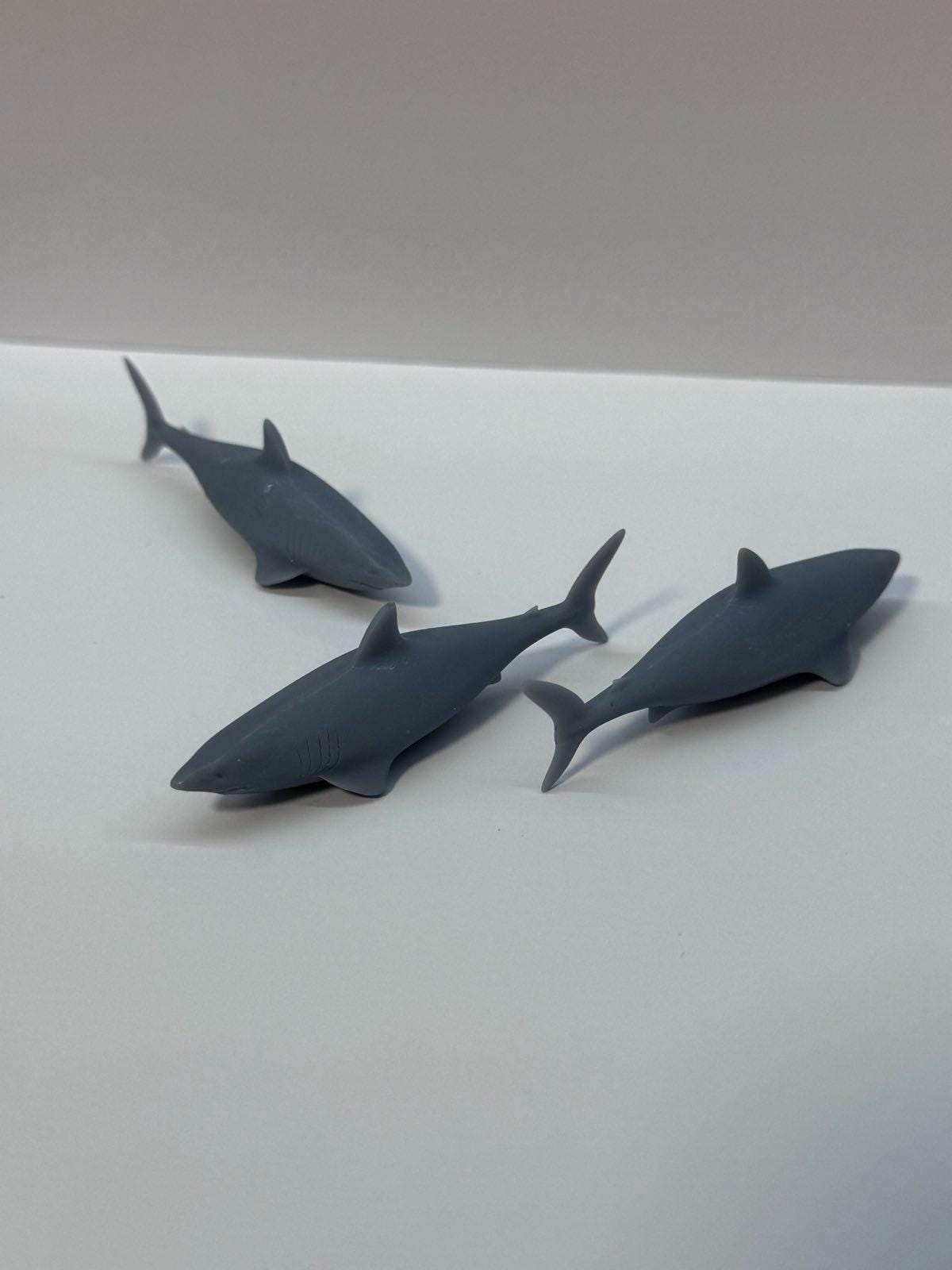 3 PCS SET Great White Shark HO Gauge 1/87 Gray Unpainted