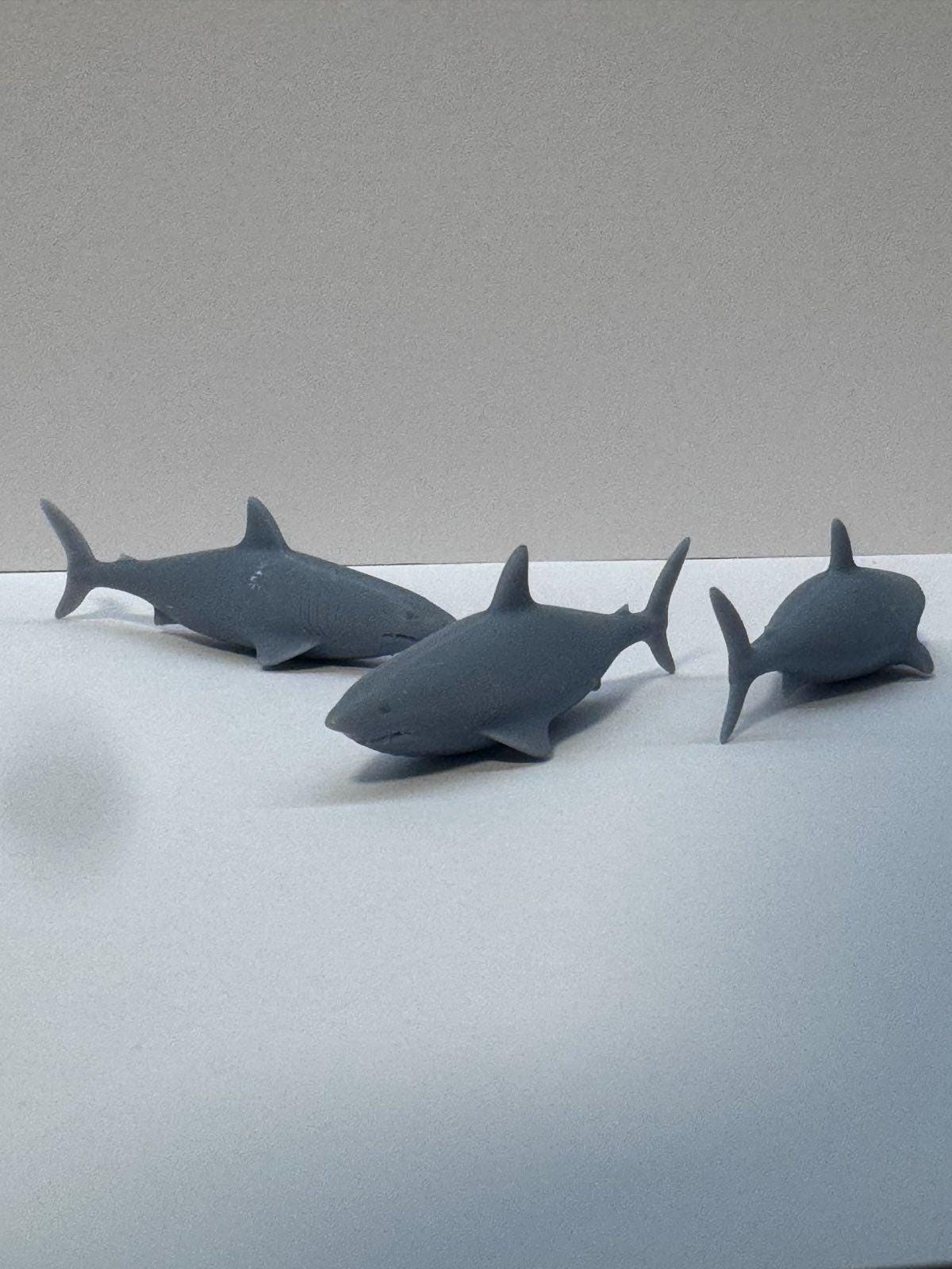 3 PCS SET Great White Shark HO Gauge 1/87 Gray Unpainted