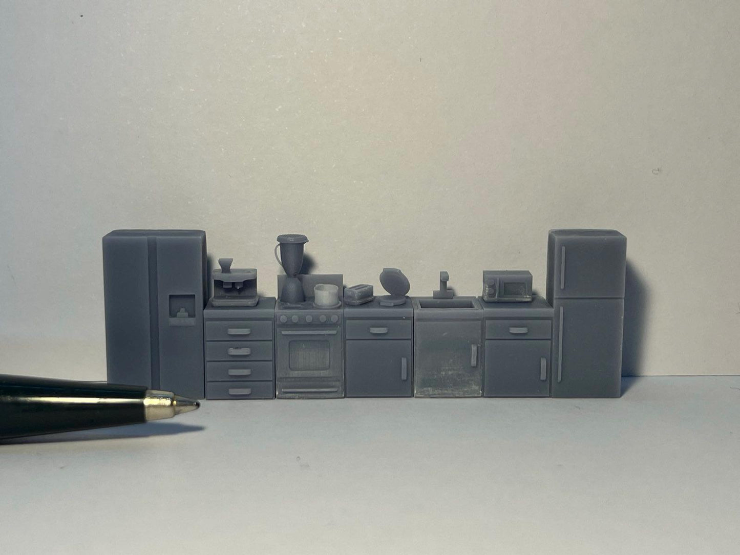 Full Kitchen Set, HO Scale 1:87, Grey Unpainted